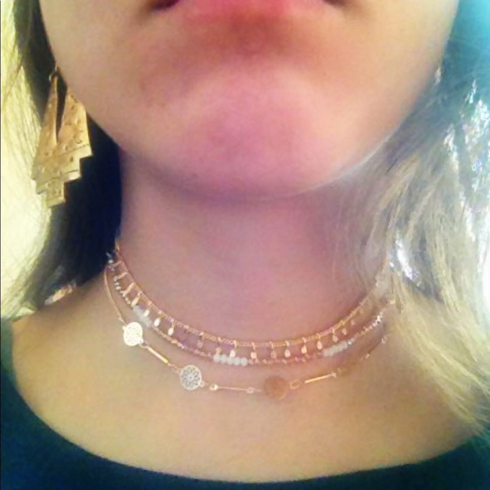 Set of 3 Bohemian Beaded Tribal Gold-Tone Chokers - Picture 6 of 8